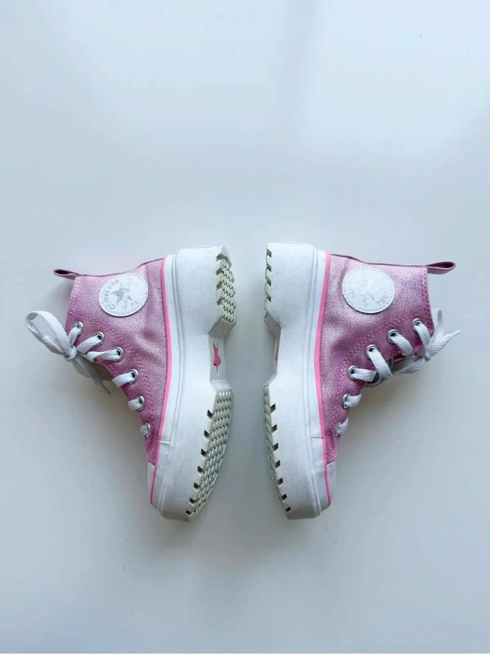 Converse Chuck Taylor All Star Lugged Lift Platform Sneakers Sz 12 Sparkle Pink